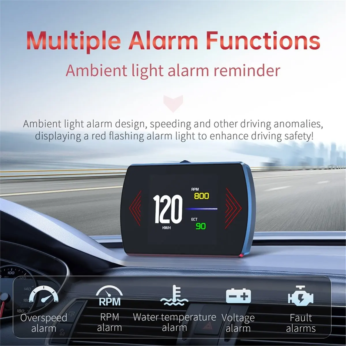 OBD2 Gauge Display,Heads Up Display for Cars, Heads Up Display,OBD2+GPS Digital Speedometer Suitable for All Car
