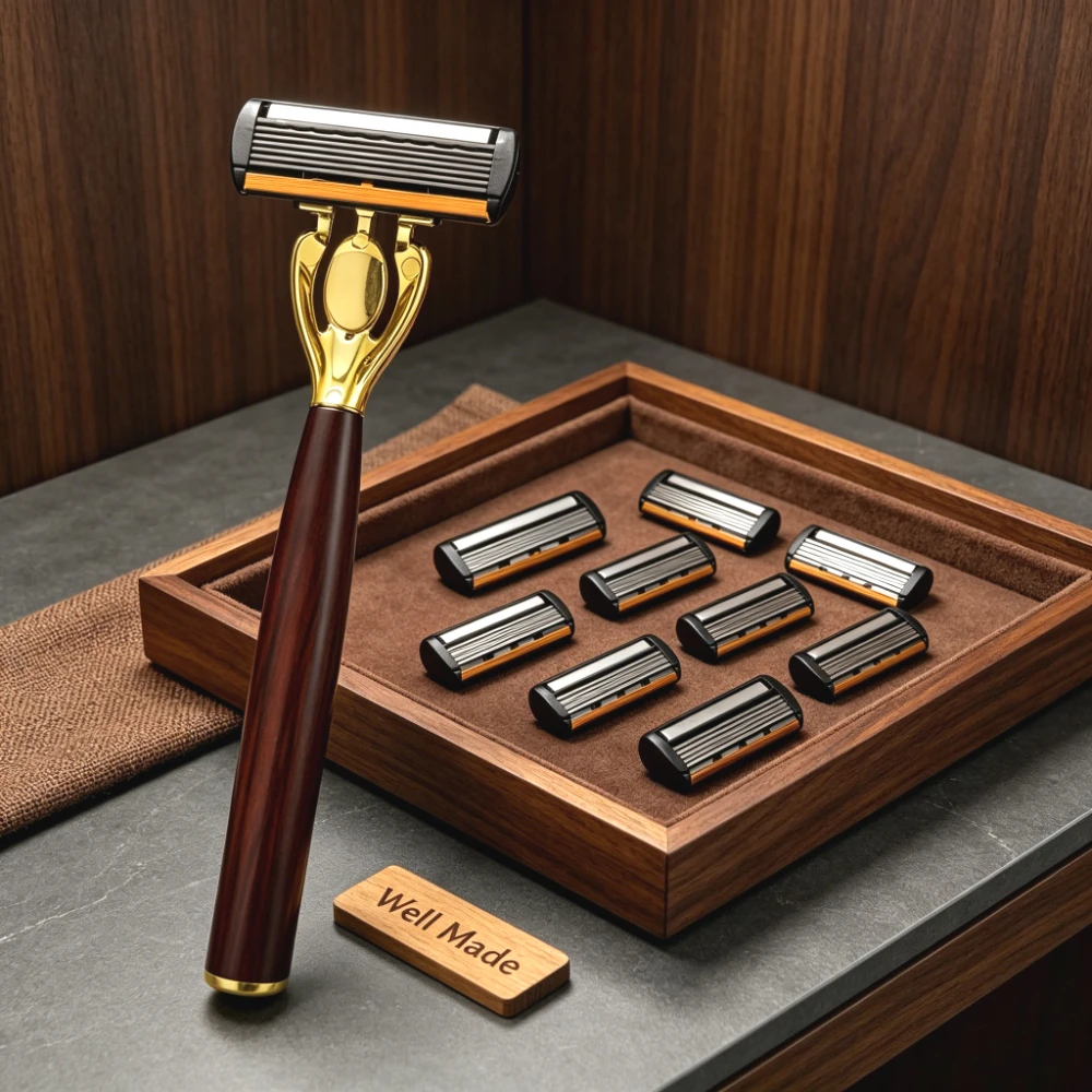 Men’s Manual Razor 6-Layer Precision Blade System Replaceable Refills, Long-term Use, Men & Women Suitable Great Gift for Dad