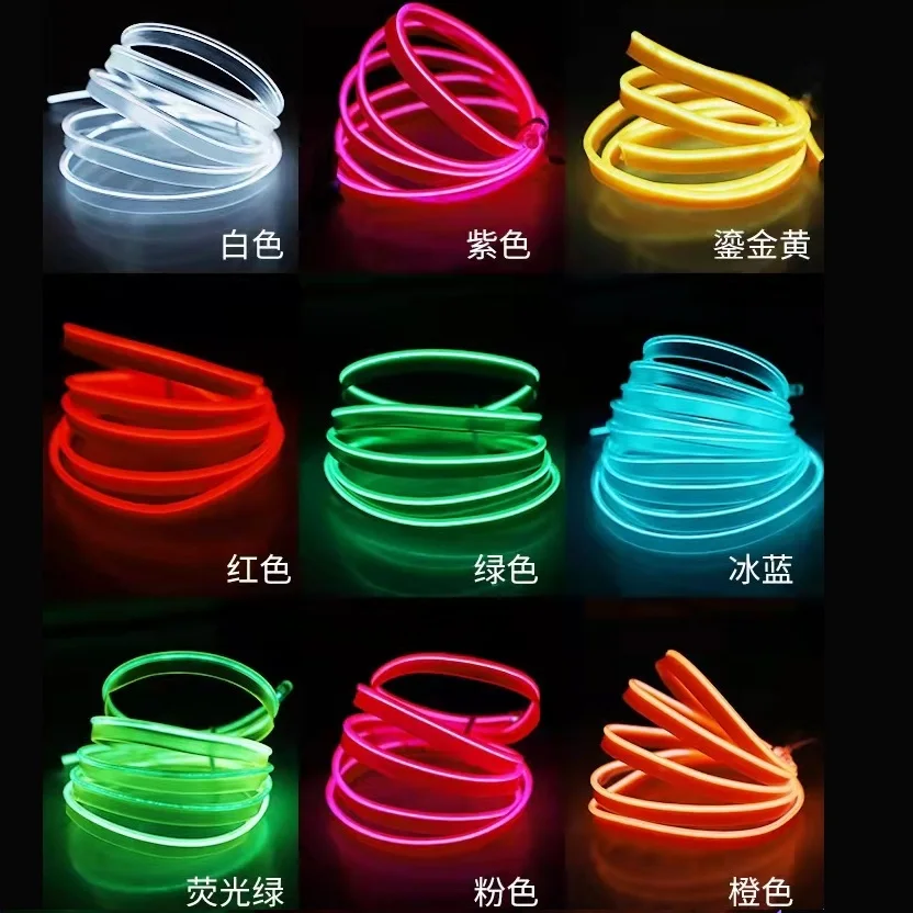 10M/1M/3M/5M นีออนรถ LED ภายในแถบแสงไฟ LED Strip garland EL เชือกลวดรถโคมไฟตกแต่งหลอดยืดหยุ่น