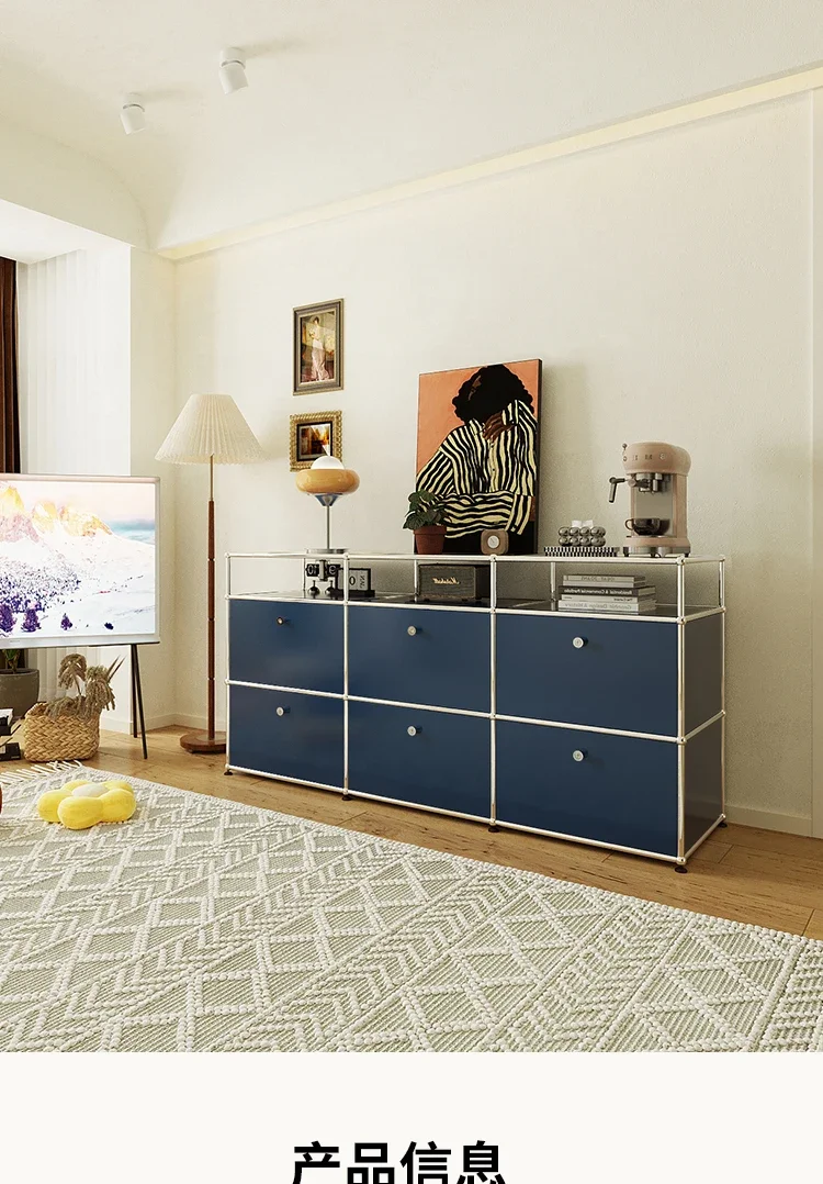 Living Room Sideboard Medieval Cabinets Storage Dining Modern Metal Stainless Steel Frame Wood Customizable Cabinet with Locker