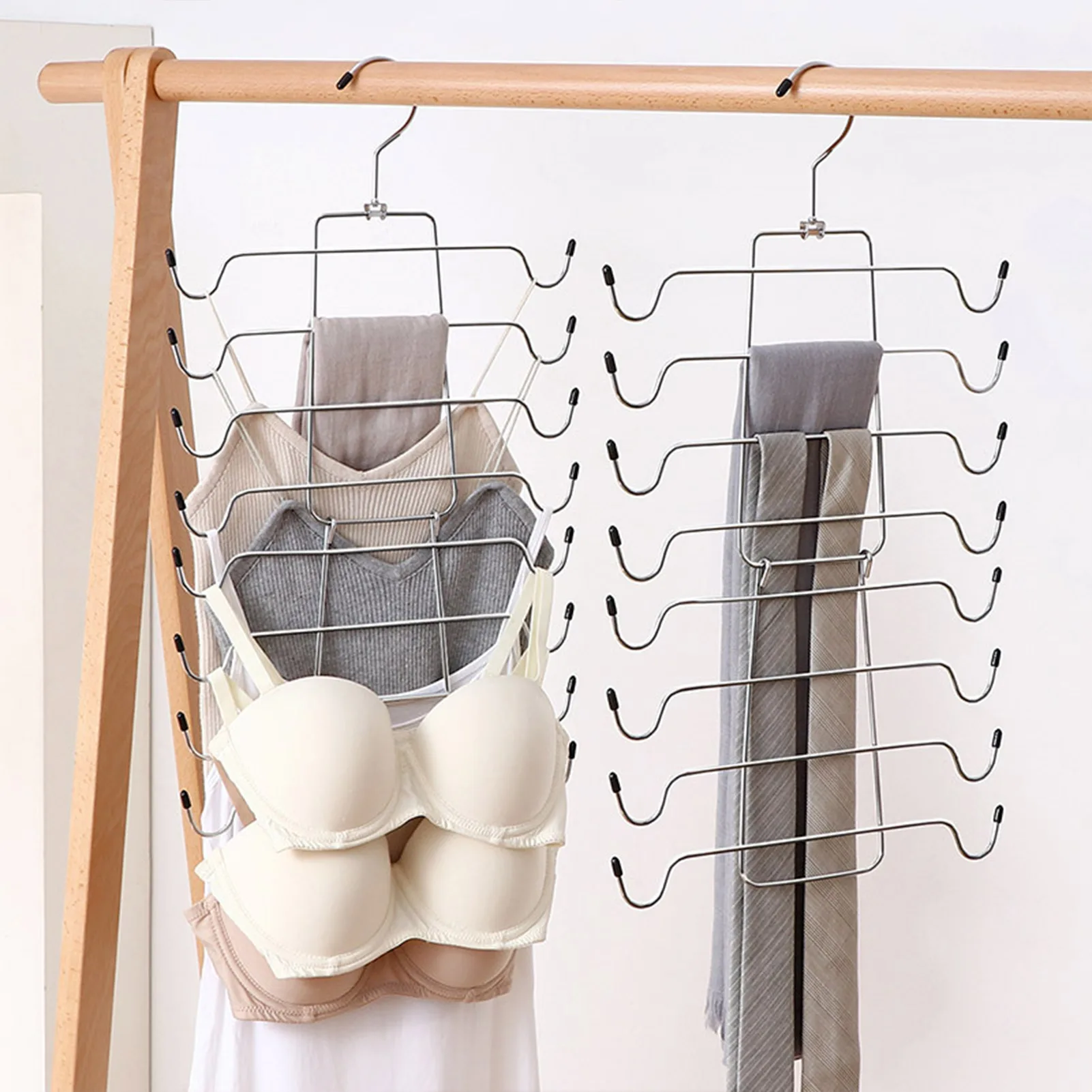 

Multi Layers Tank Tops Cloth Hangers Metal Space Saving Bra Closet Organizer Strong Rack for Underwear Camisoles Scarfs or Belts