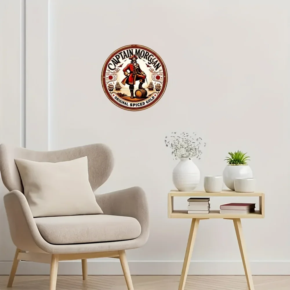 Decoración de pared para exteriores, obra de arte de aluminio, Capitán Morgan, especias doradas originales, Ideal para el hogar, Bar y espacios exteriores, 8x8 pulgadas
