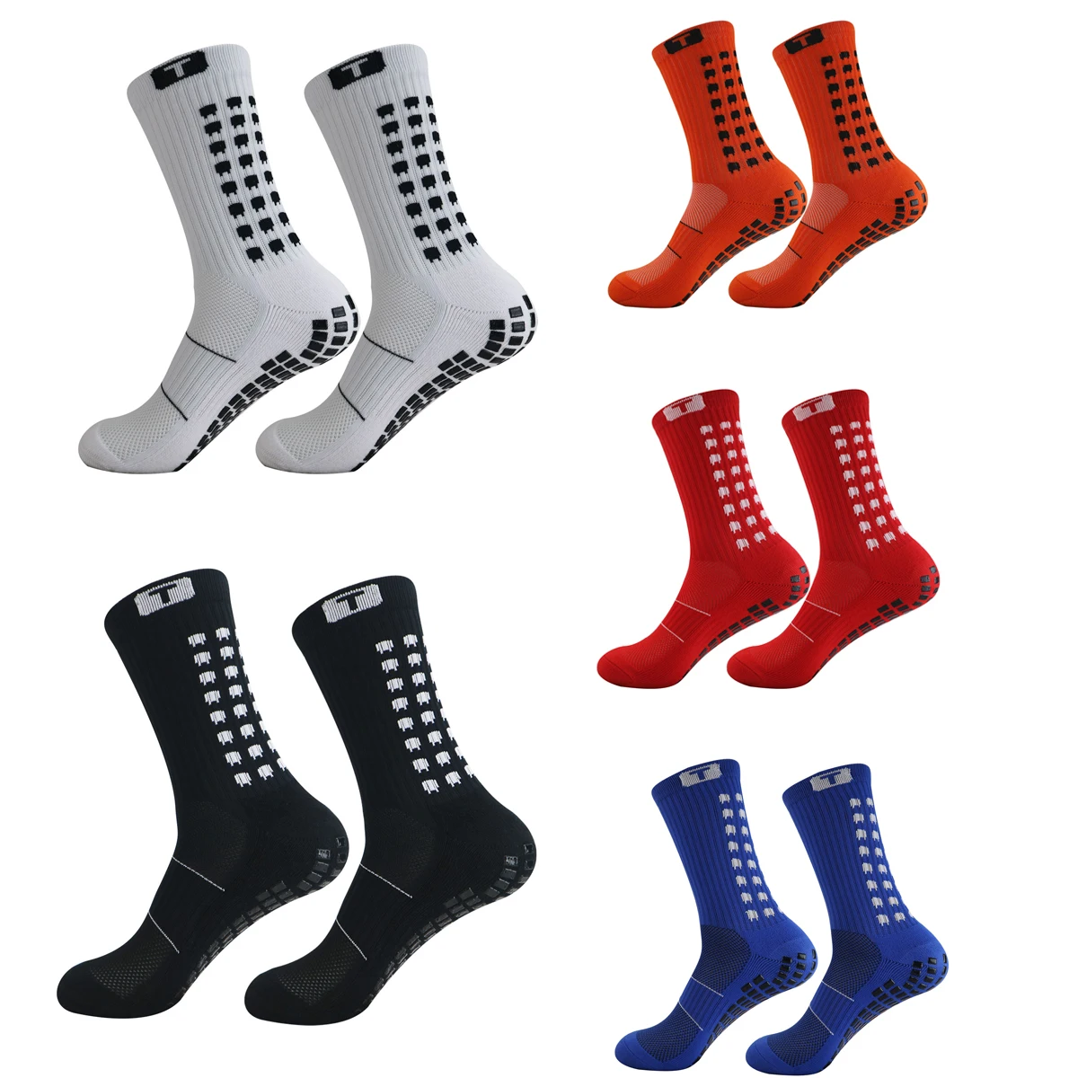 1 Pair T Sport Socks Non-slip Football Socks Grip Socks 38-46