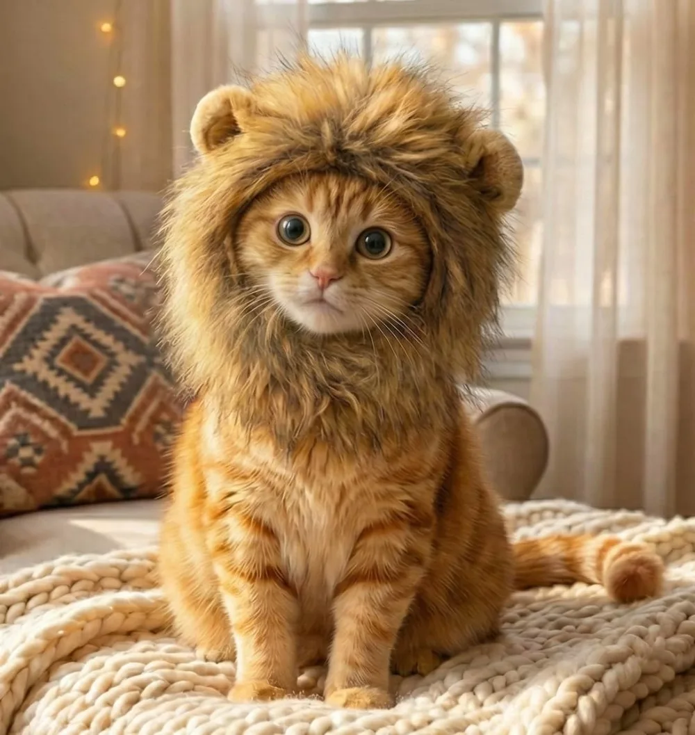 Lion Mane Pet Costume – Fun & Fluffy Halloween or Party Outfit for Cats