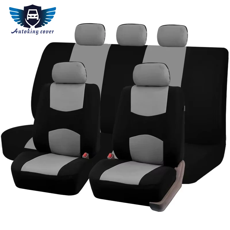 Capas de Assento de Carro Estilosas em Tecido Liso Bicolor, Conjunto Universal de Capas de Assento de Poliéster, Compatível com a Maioria dos Carros, SUVs e Vans, Protetor de Assento de Carro