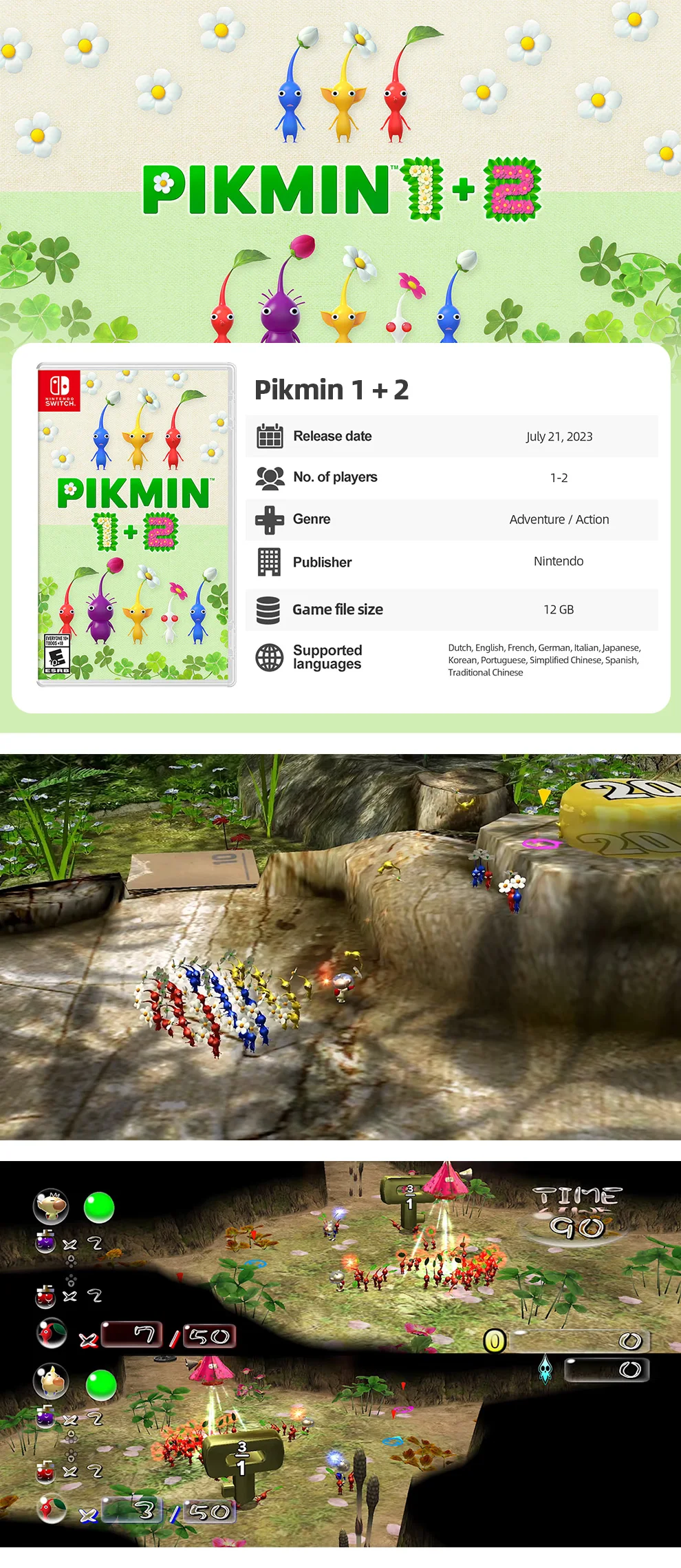 Pikmin 1+2 3 Deluxe Pikmin 4 Series Tarjeta de juegos Nintendo