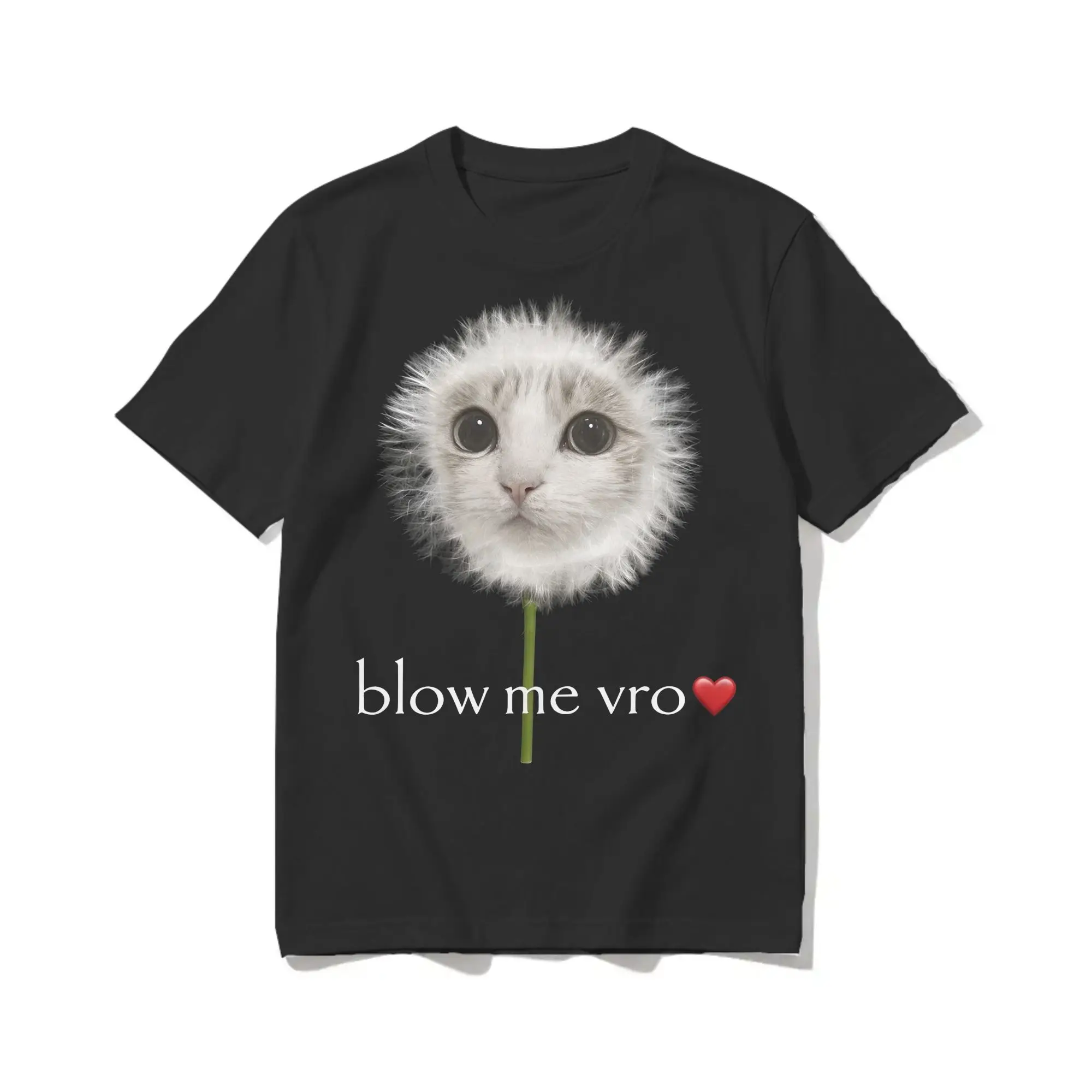 Men Women T-Shirts Blow Me Dandelion Meowl Cat Owl Cute Meme Humor Pure Cotton Tees  T Shirt Round Collar Clothing Printing