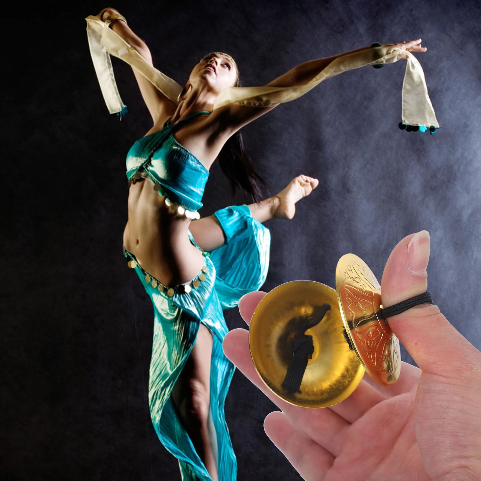 

2Pairs Copper Finger Cymbals 's Percussion Instrument Clear Crisp Sound Small Cymbals for Dance Instrument