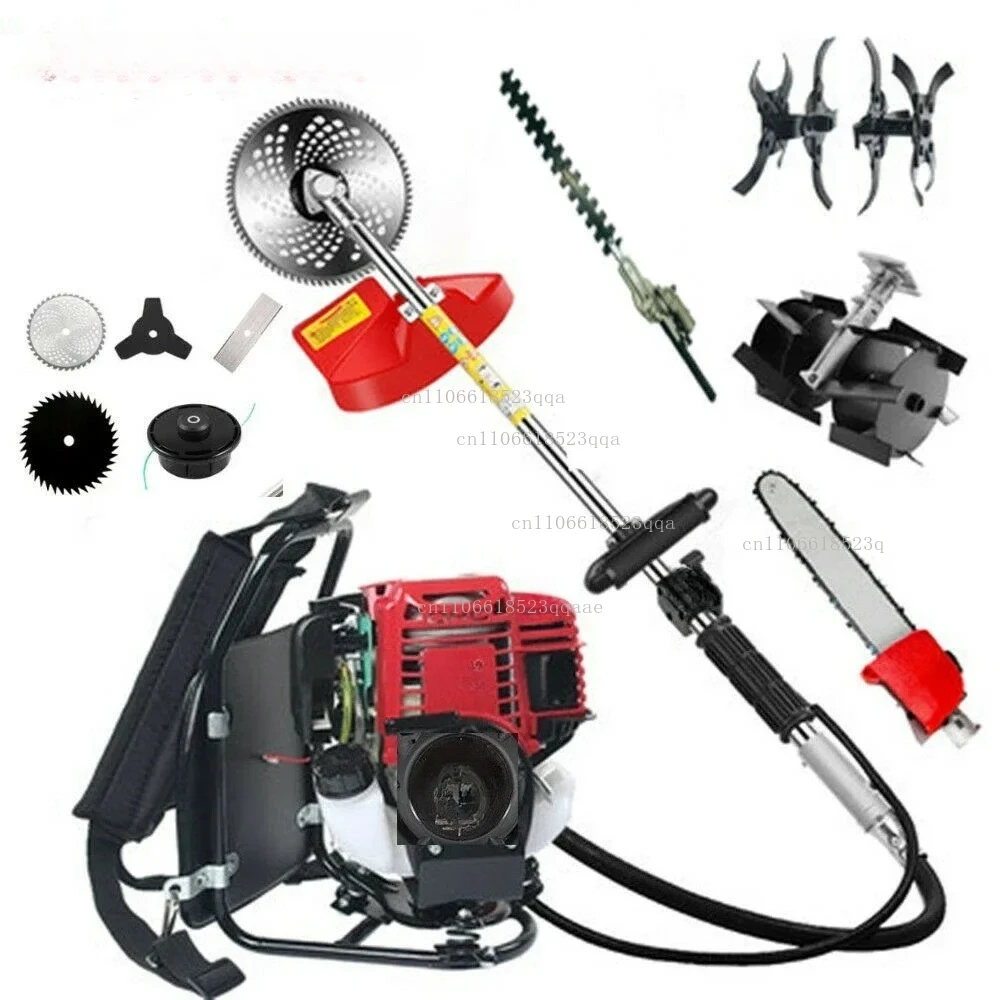 4-Stroke Engine Backpack Hedge Trimmer 10-in-1 Grass Cutter Tiller Cultivator Lawn Mower Petrol Powered Multi-Function