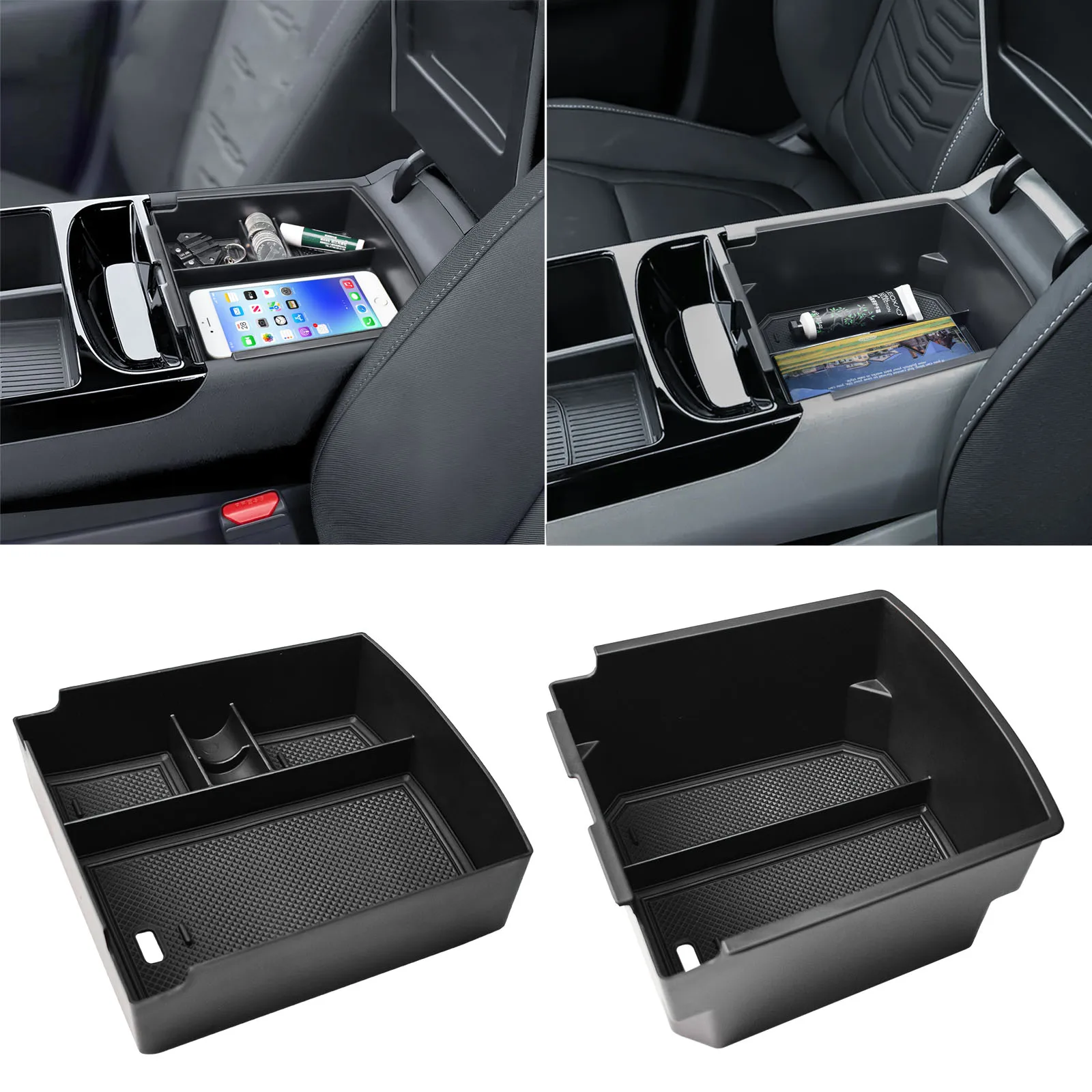 

Double-Layer Center Console Storage Box Tray for 2025 Hyundai Tucson Limited Armrest Storage Box Organizer Interior Accessories