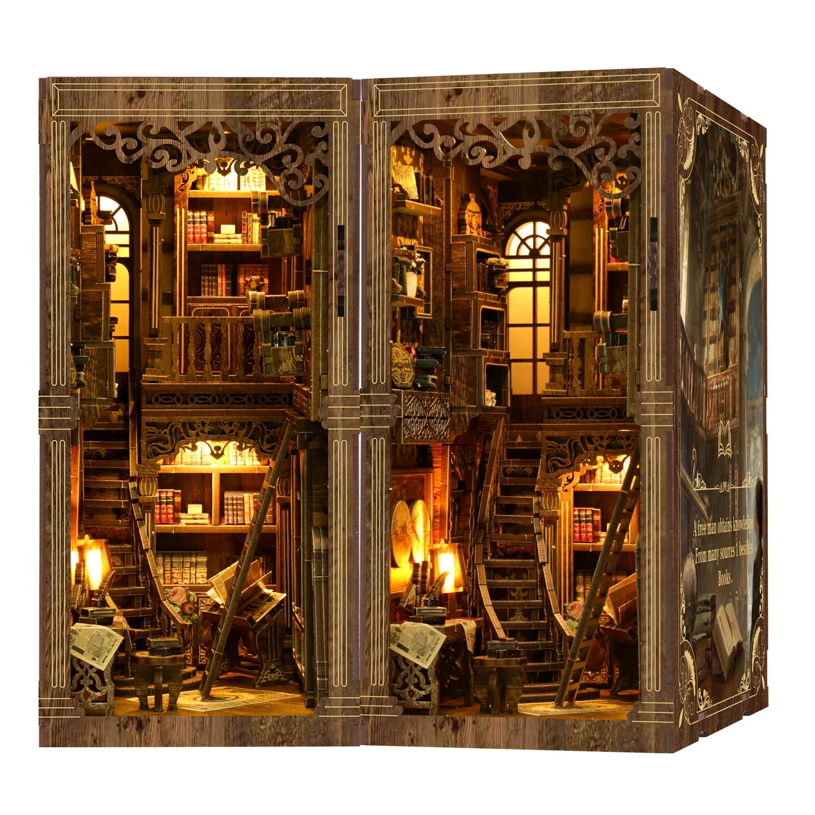 Zestaw DIY Drewniany Domek Klasyczna Dekoracja Domu Book Nook Zestaw DIY Ręcznie Robiony Drewniany Puzzle Book Nook z Lampką Nocną LED
