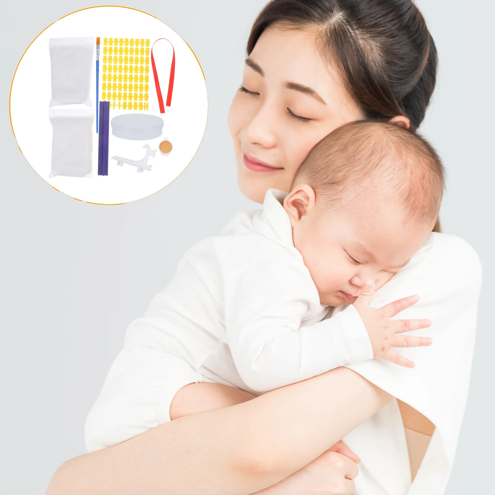 1세트 아기 발자국 키트 손자국 몰드 신생아 캐스팅 쉬운 DIY 기념품 프레임 잉크 장식 아기 캐스팅 키트