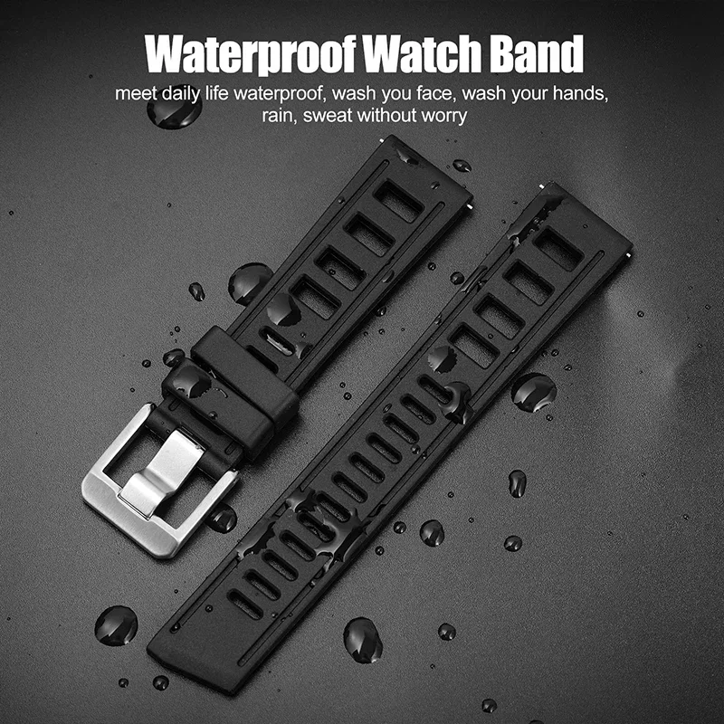 Watchdives Premium Rubber Strap 20mm Fast Release with Pin Buckle Soft Comfortable Watch Band Breathable Diver Replacement Band