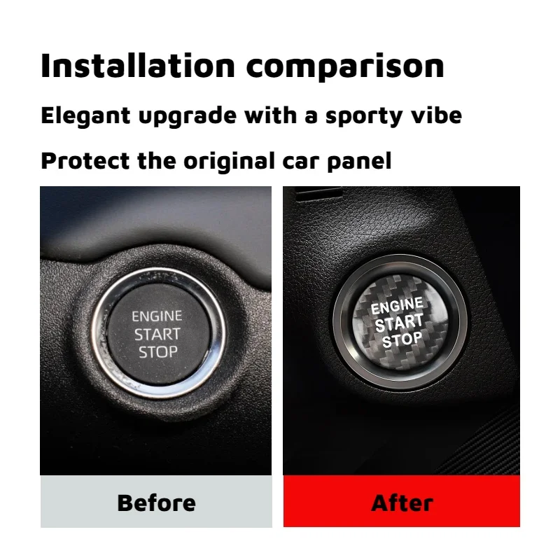 Carbon Fiber Car Engine Start Stop Button Sticker for Toyota RAV4 Highlander Corolla Avalon Crown Vios C-HR Alphard Camry 86