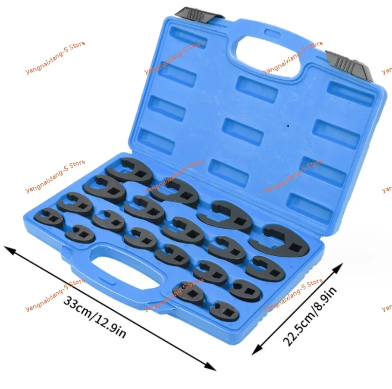 3/8” and 1/2” Drive Crowfoot Flare Nut Wrench Set, 19PC Metric Tool 8 to 32 mm Sizes , 3/8in and 1/2in Drive Ratchet