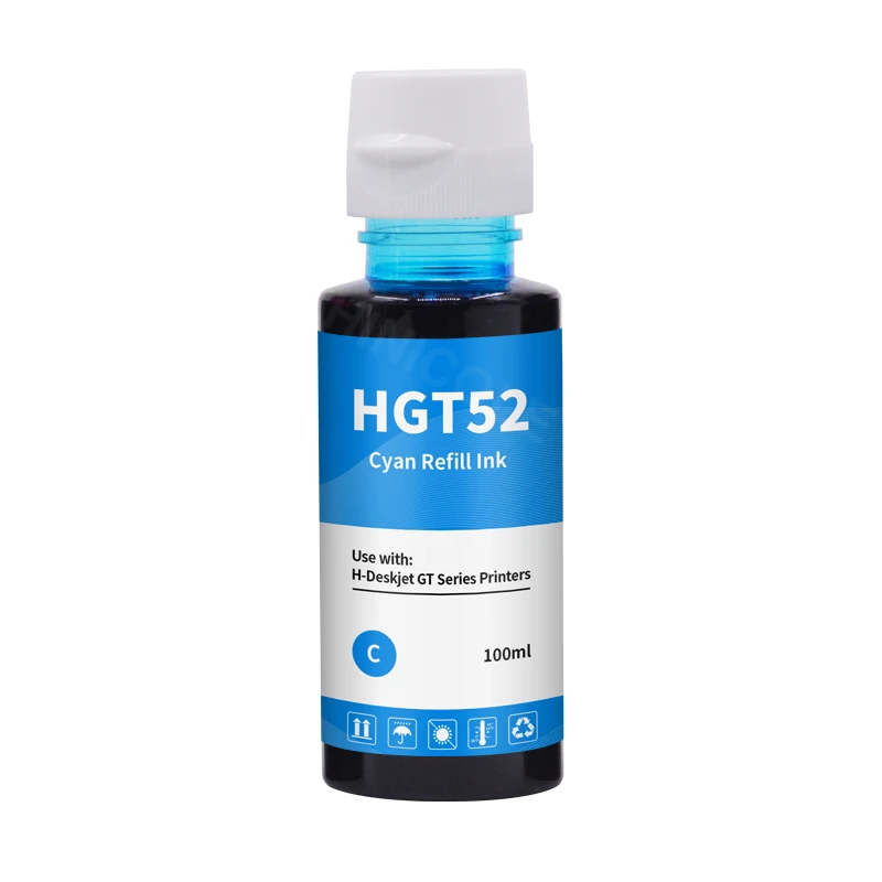 Imagem -03 - Hinicole 100ml Garrafa Reenchimento Tinta Tintura Kit para hp Gt51 Gt52 para hp Gt5810 Gt5820 gt 5810 gt 5820 para hp gt Série Impressora a Jato de Tinta