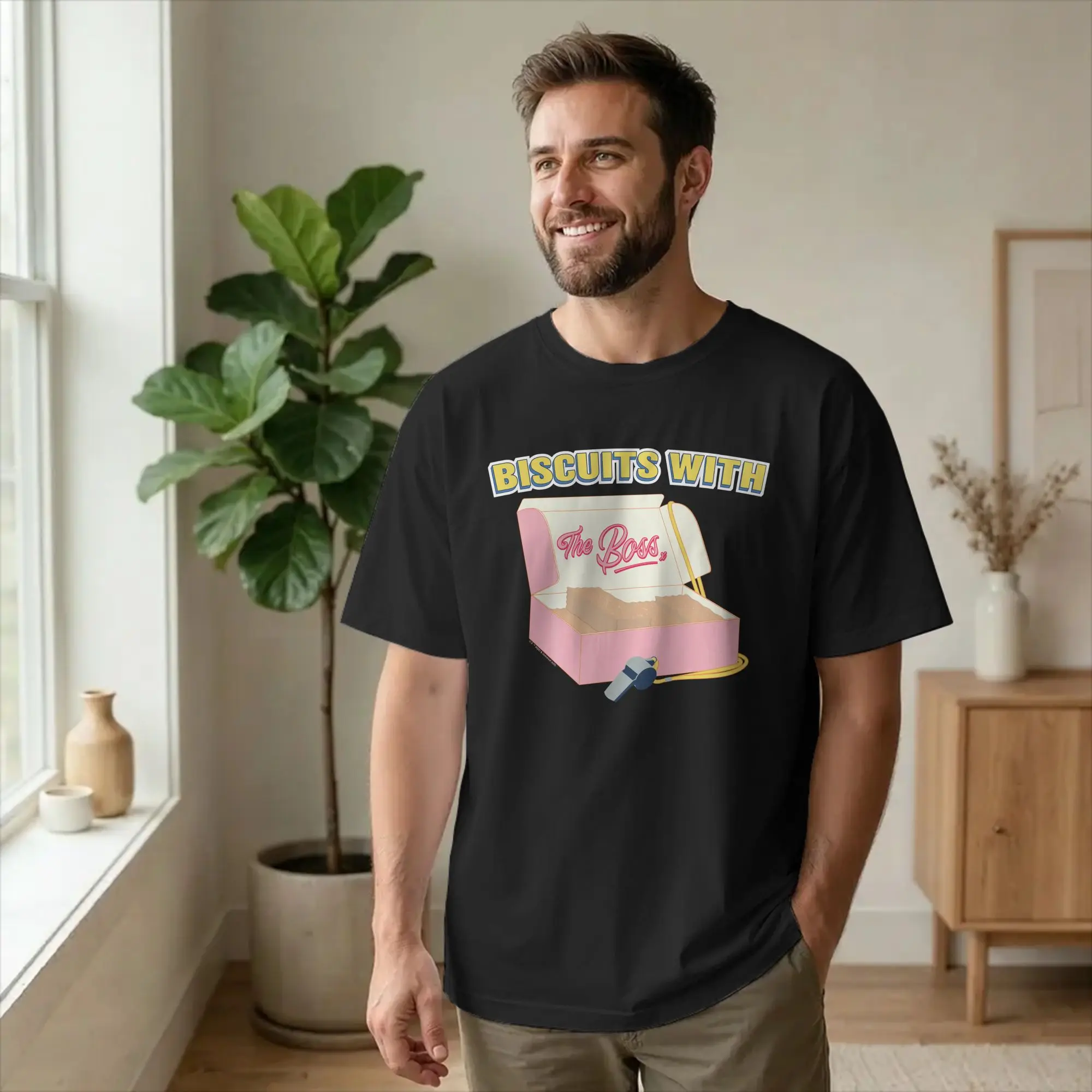 Novelty Teds Football Lassos Biscuits With The Boss T-Shirt Men Pure Cotton T Shirts Short Sleeve Tees Graphic Printed Clothing