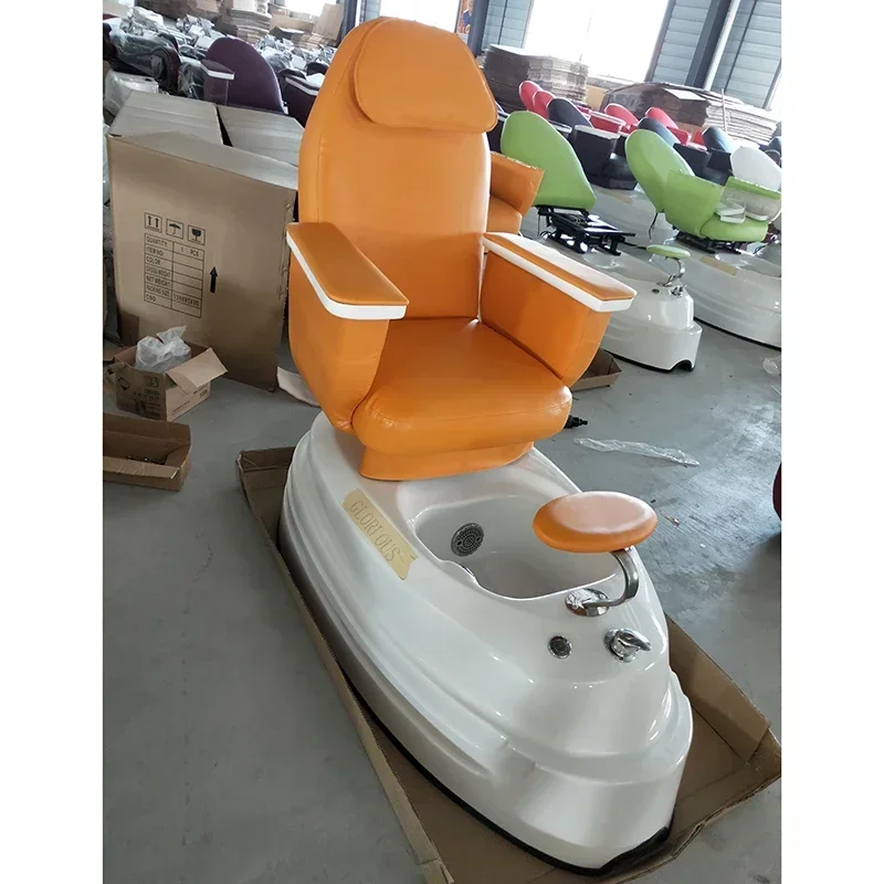 Pedicure Chair Orange Beauty Salon Stool Cadeira FRP Heating Tub Featured European 150*100*192cm