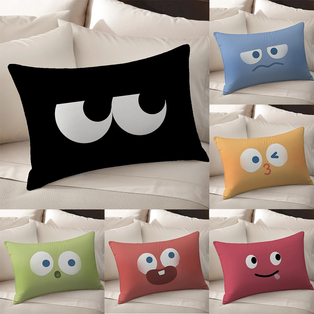 Cartoon funny expression sofa living room bay window pillow solid color cushion bed head back rectangular pillowcase 40x60cm