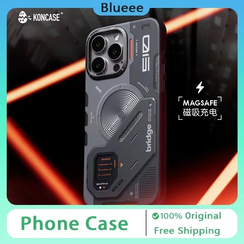 KONCASE Phone Case Magsafe Magnetic Case Metal Button TPU Cyberpunk Phone Covers For iPhone 16 Pro Max iPhone 15 Pro Max Gifts