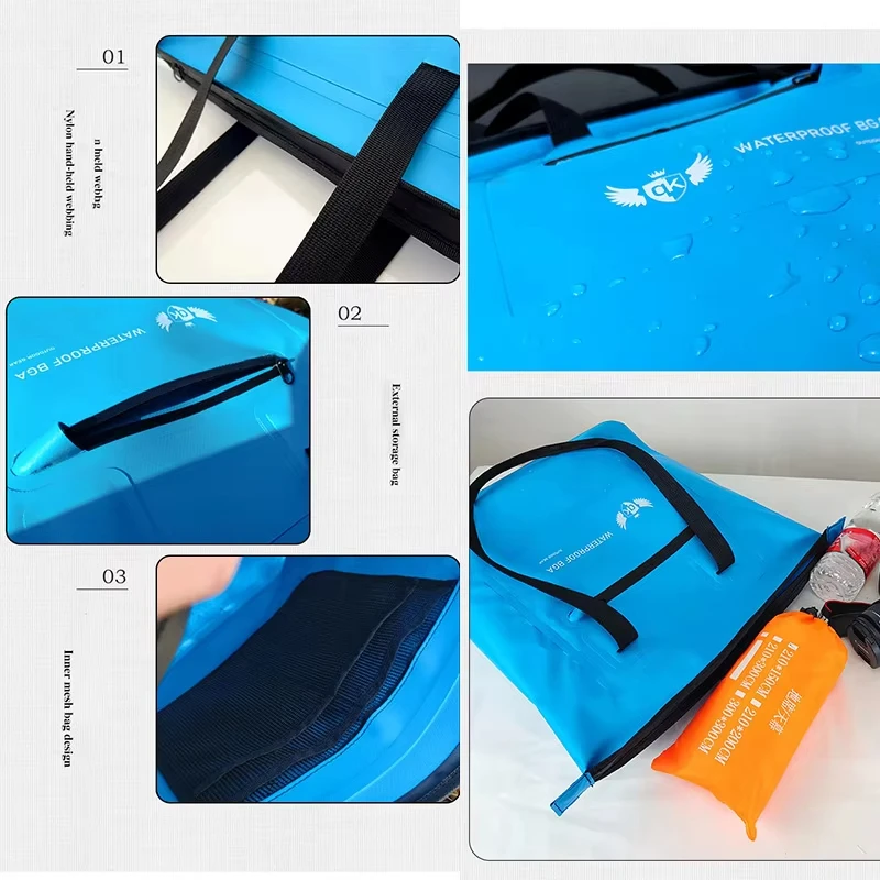 PVC Dry Bag Swimming Waterproof Bags Outdoor Foldable Rafting Storage Pack Lightweight Phone Pouch for Floating Boating Kayaking