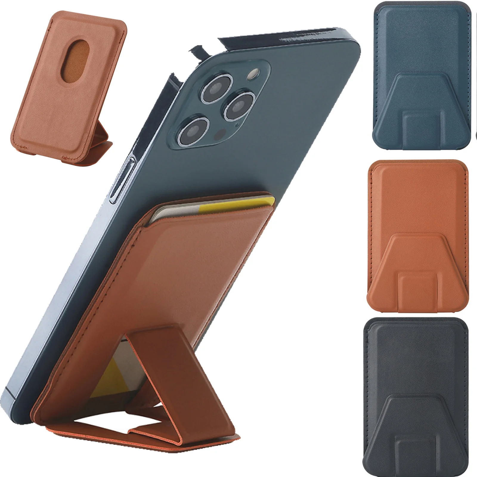 

Magnetic Card Bag Wallet Case For Magsafing Case silica gel Card Bag hide stand for IPhone 12 Pro Max Mini