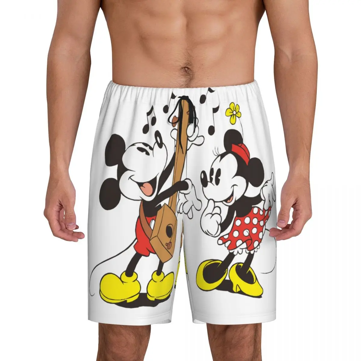 

Cartoon Animation Minnie Mickey Mouse Pajama Shorts Sleepwear for Men Elastic Waistband Sleep Lounge Short Pjs with Pockets