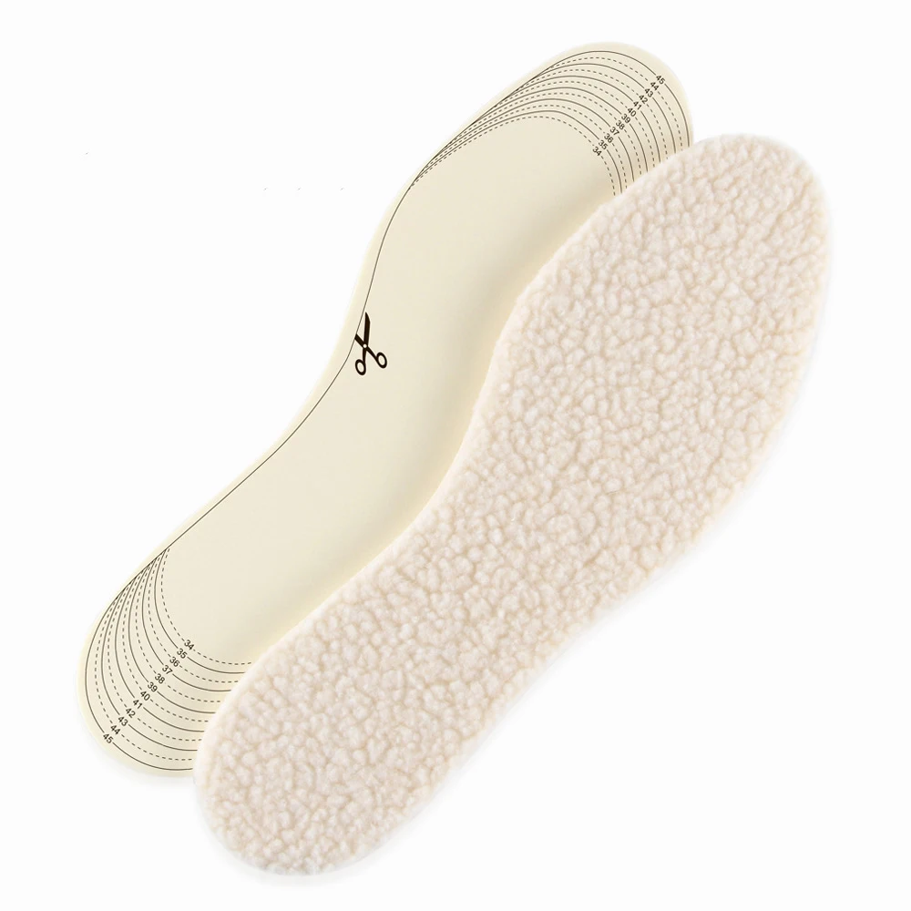 Semelles intérieures en molleton d'agneau pour chaussures hommes femmes hiver garder au chaud semelle intérieure en laine douce épaissir coussinet de pied bottes de neige insérer des coussinets de