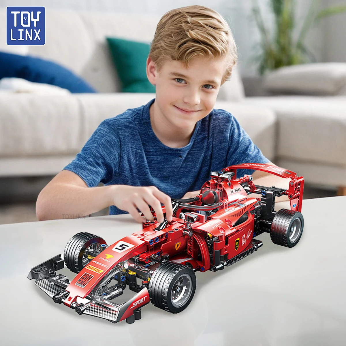 Toylinx diy 455 pçs f1 rc carros de corrida blocos crianças construção carro brinquedos presentes legal modelo colecionável kits carro construção criativa sem caixa