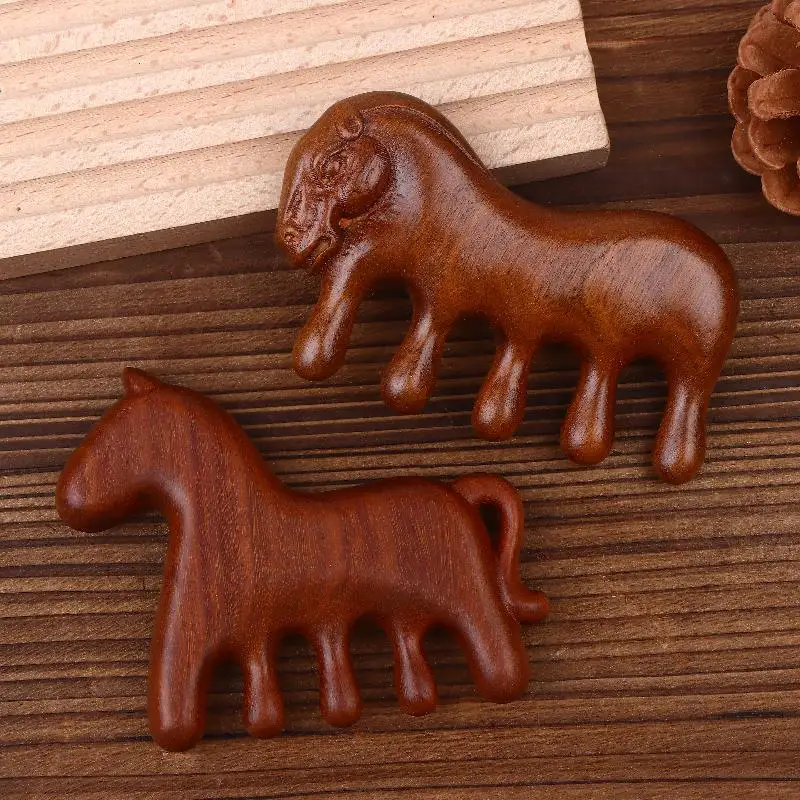 Acupoint Massager Portable Wooden Handle Comb Anti-static Styling Sandalwood Horse Meridian Massage Comb Hair Comb Scalp Relax