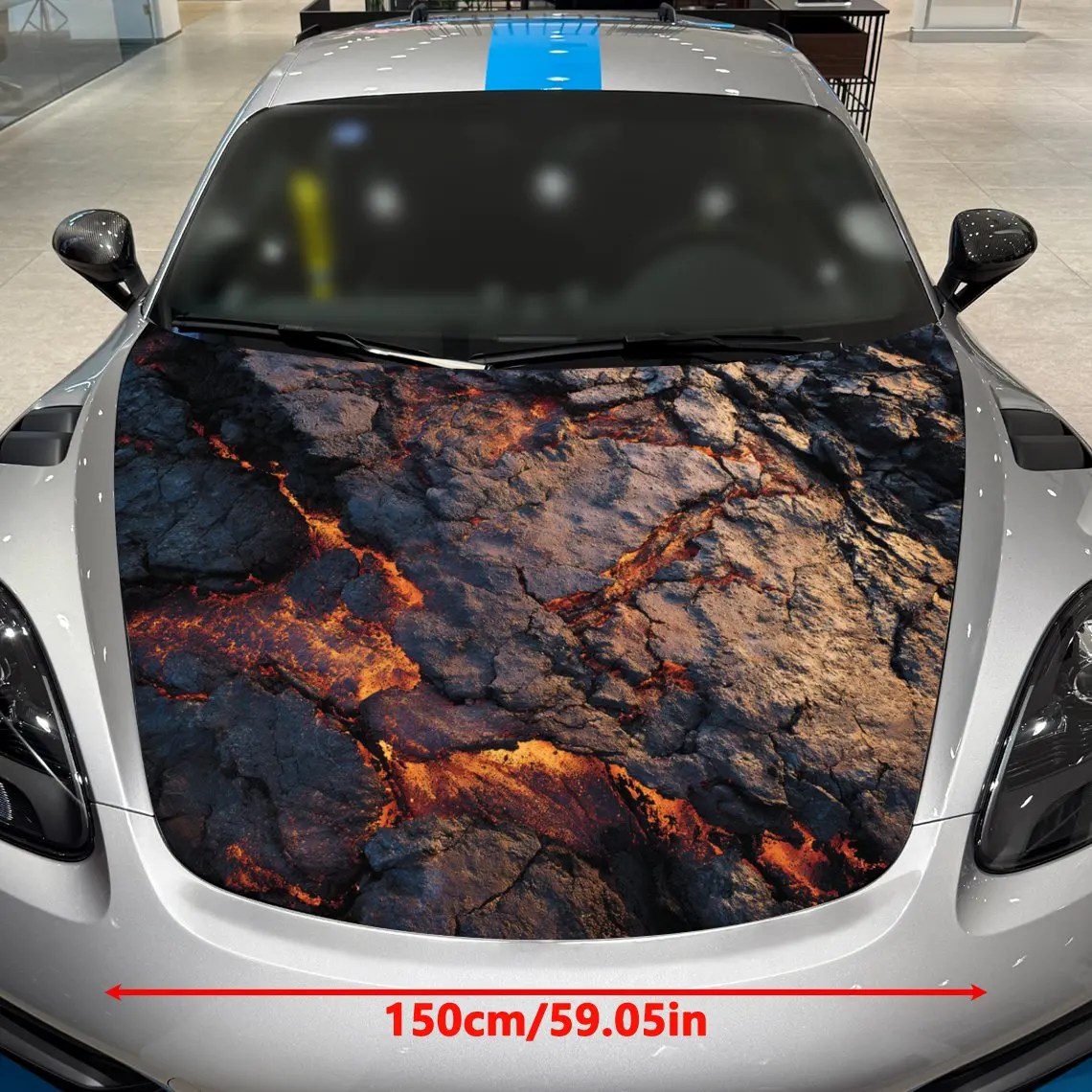 Volcanic Lava Car Hood Sticker, Roll Packaging, Fashionable Design, Suitable For Most Vehicles, Stylish Car Decoration, Engine C