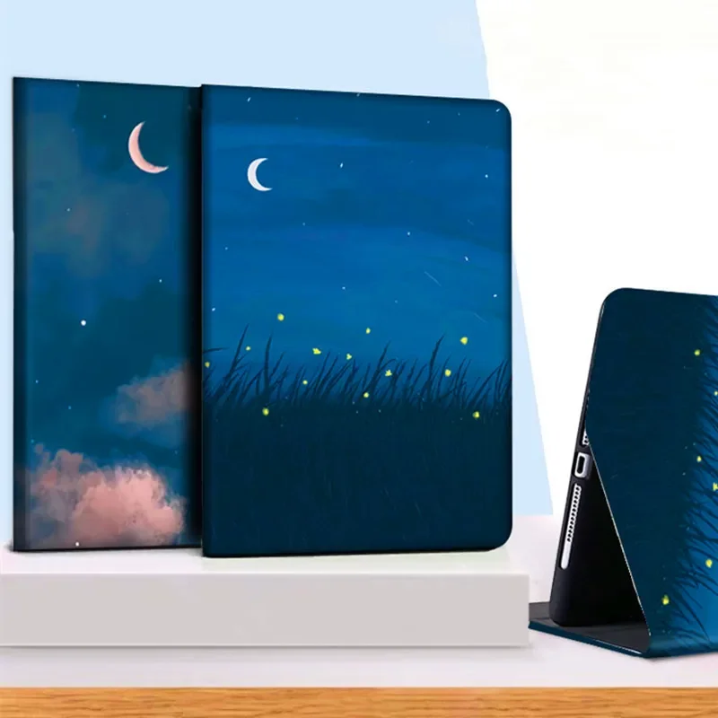 For iPad 10 10th Gen Case Moon Night Print Smart Cover For iPad Pro 11 13 2024 Air 6 5 4 3 2 10 9 8 7 Generation Tablet Case