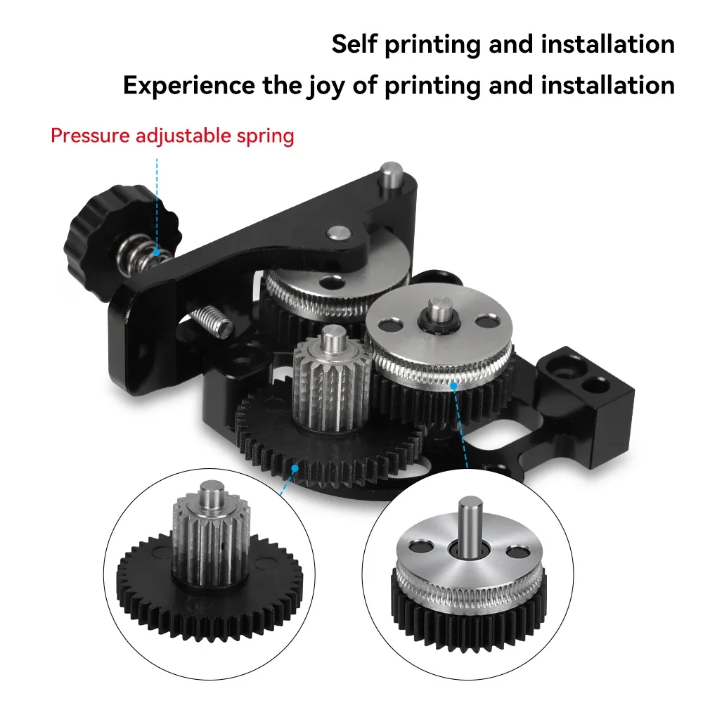 Peças de impressora 3D HGX LITE Extrusora Dual Gear 2.0 para CR10 CR 10S Ender3 V2 VORON Engrenagem de redução de aço duro de alta velocidade