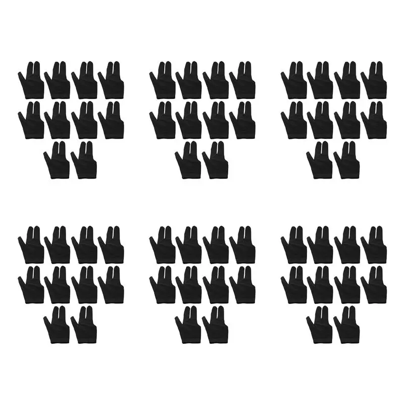 

A89E-60Pcs Billiard Gloves 3 Fingers Left And Right Hand Glove Snooker Cue Pool Gloves