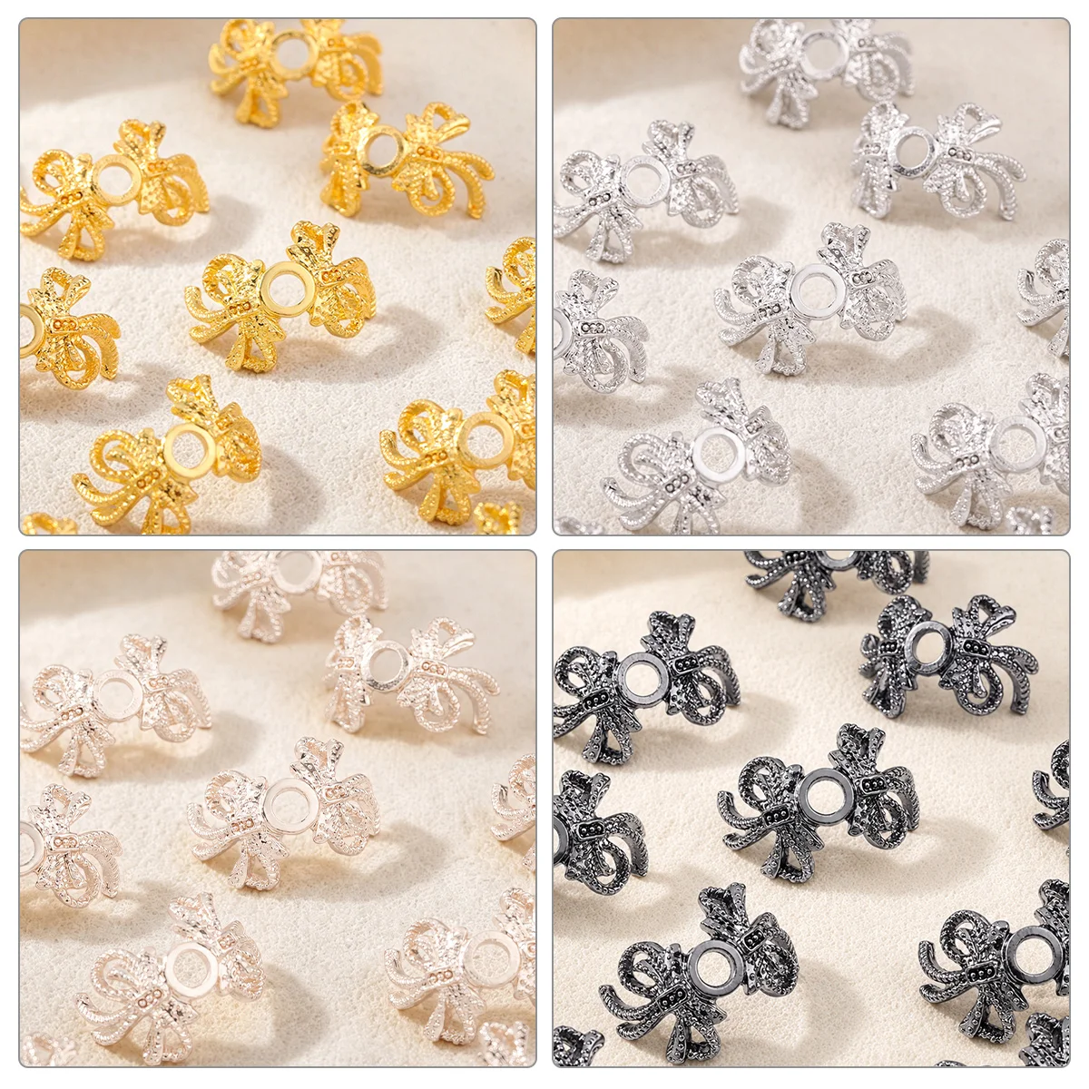 13x20mm 5Pcs Multicolor Bowknot Metal Bead Caps Suitable for Jewelry Making Bracelets Necklaces Keychains DIY Accessories - view 4