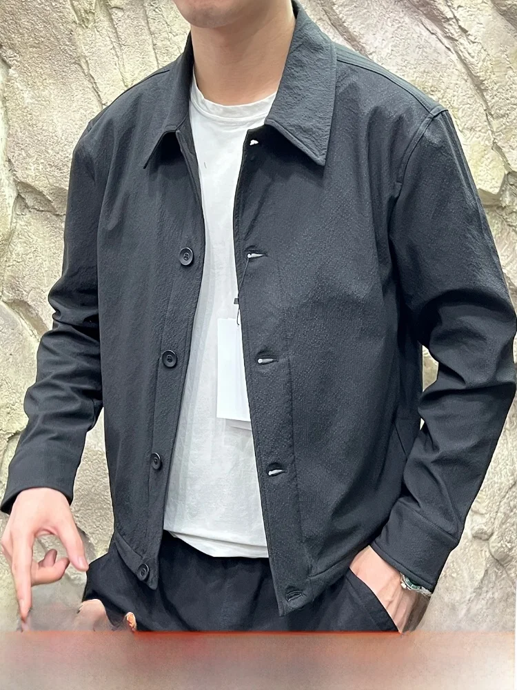 

Мужская уличная модная куртка, дышащая ткань с воротником-стойкой, длинная ткань-подставка из полиэфирного волокна, молодежная осенняя новинка A...