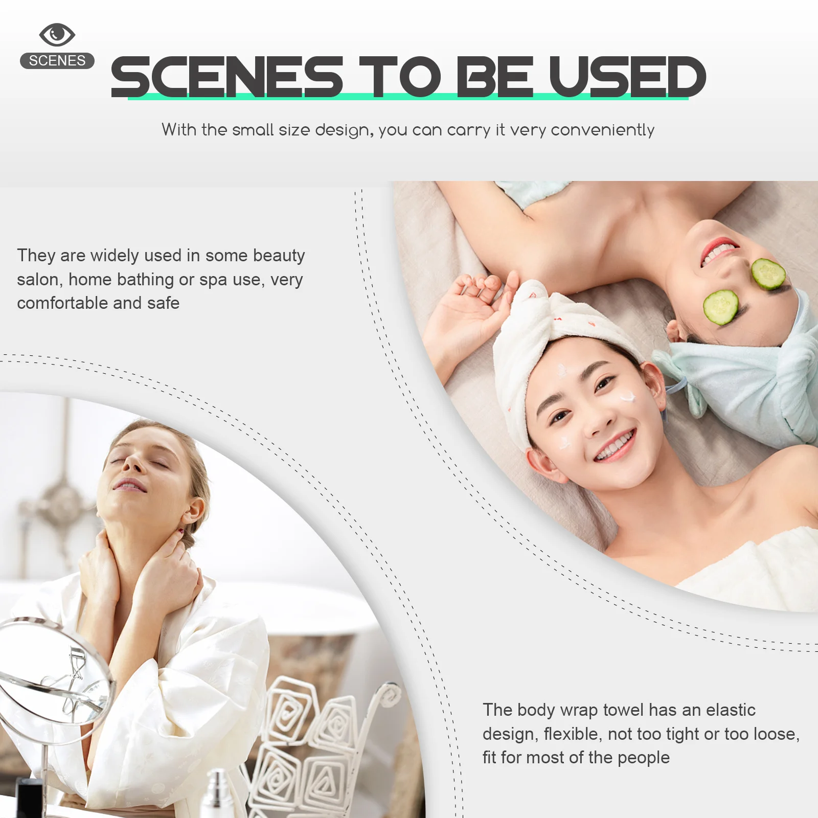 

1Set Women Spa Bath Wrap Towel Set Elastic Body Wrap Hair Towel Headband Shower Hat Fast Drying White Beach Towels