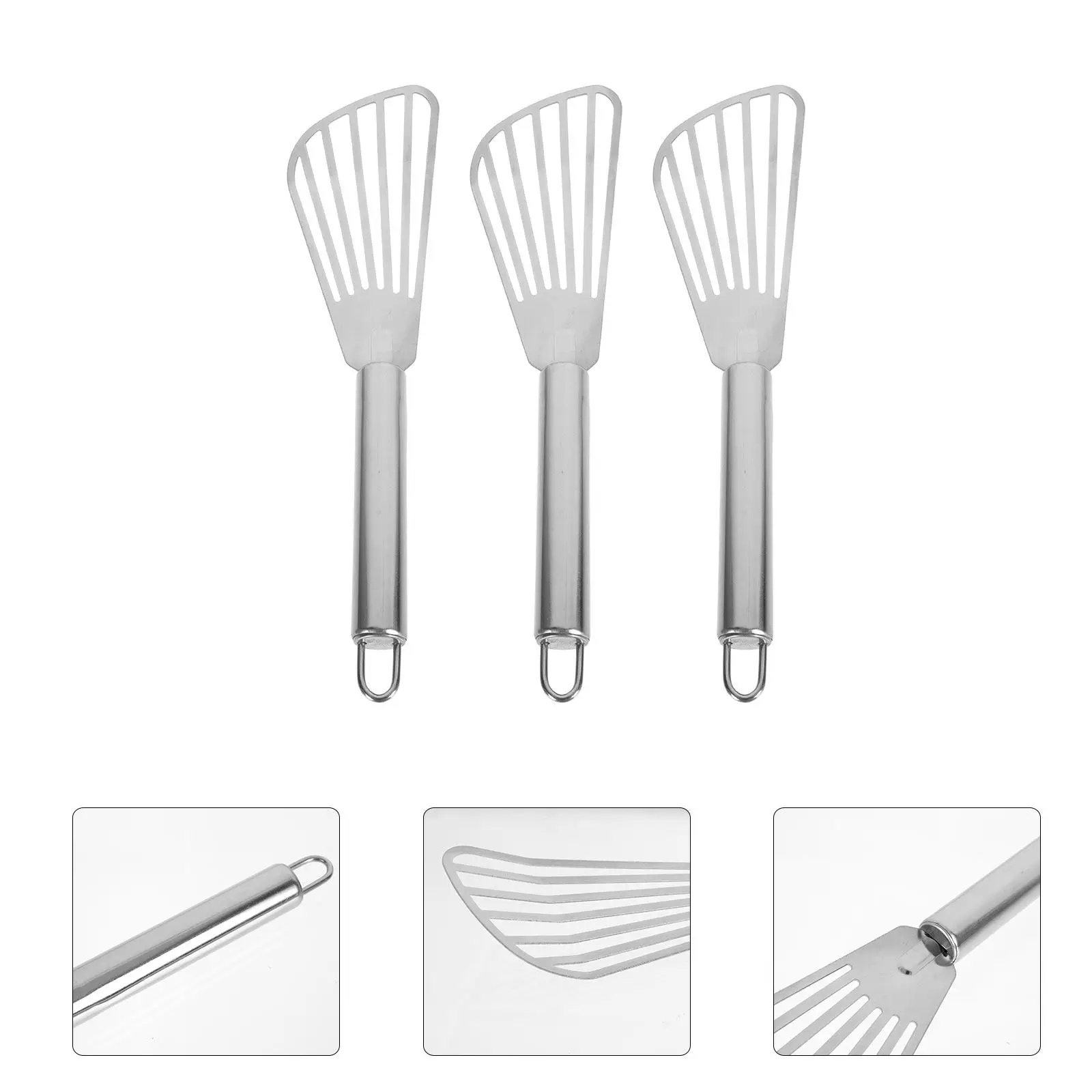

3Pcs Fish Spatula Stainless Steel Professional Cooking Shovel Steak Frying Spatula Multifunctional Kitchen Utensils for Home