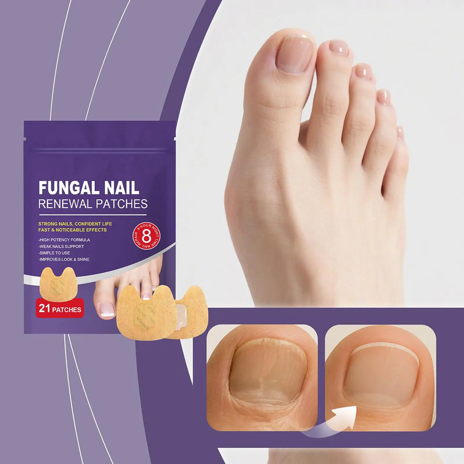 بقع الأظافر ملصقات مغذية لأظافر القدم رقع مغذية للعناية بالأظافر لإصلاح أظافر القدم التالفة والهشة للمنزل يوميًا
