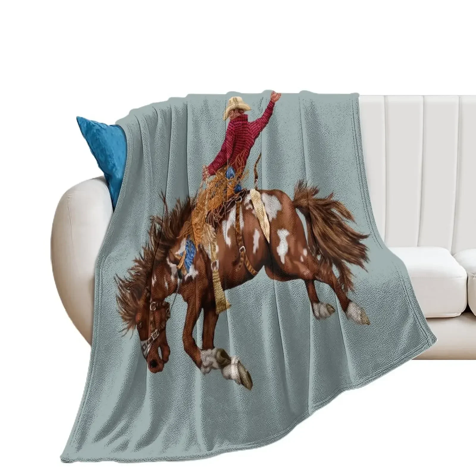 

Vintage rodeo cowboy Throw Blanket Soft Plush Plaid Travel wednesday halloween Blankets