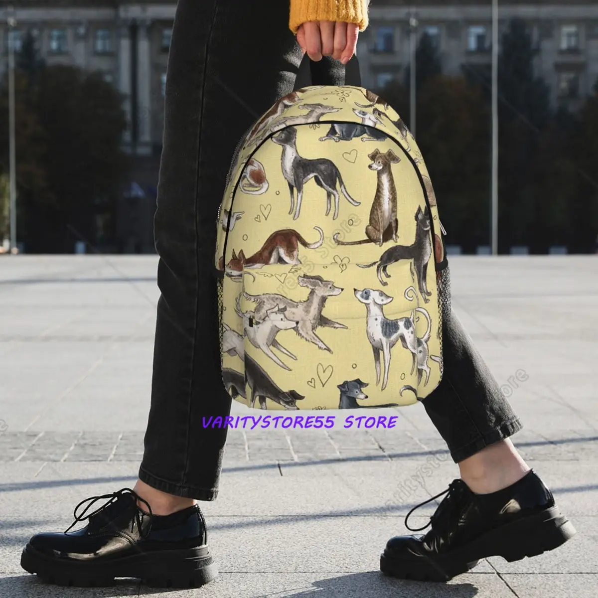 Italian Greyhound Themed Backpack Student BookBag Children School Bag Computer Shoulder Bags for Men Women
