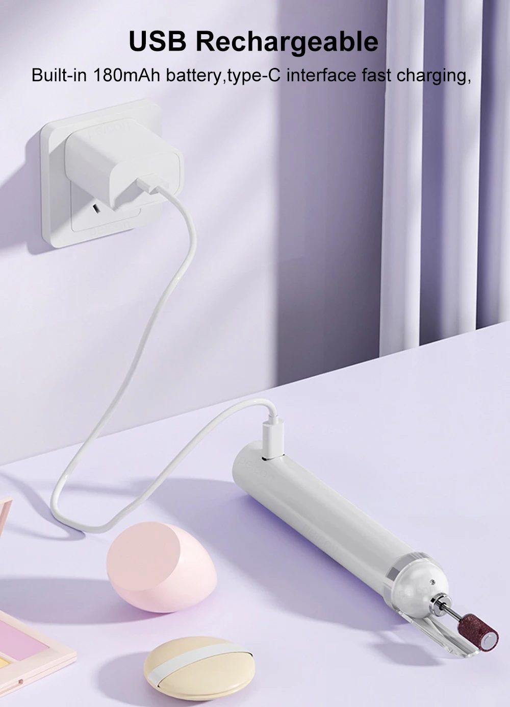 Nagelbohrmaschine, elektrischer Nagelpolierer, wiederaufladbare elektrische Nagelfeile mit UV-Nagellampe, tragbarer Nagelschleifer für die Maniküre – Detail 12