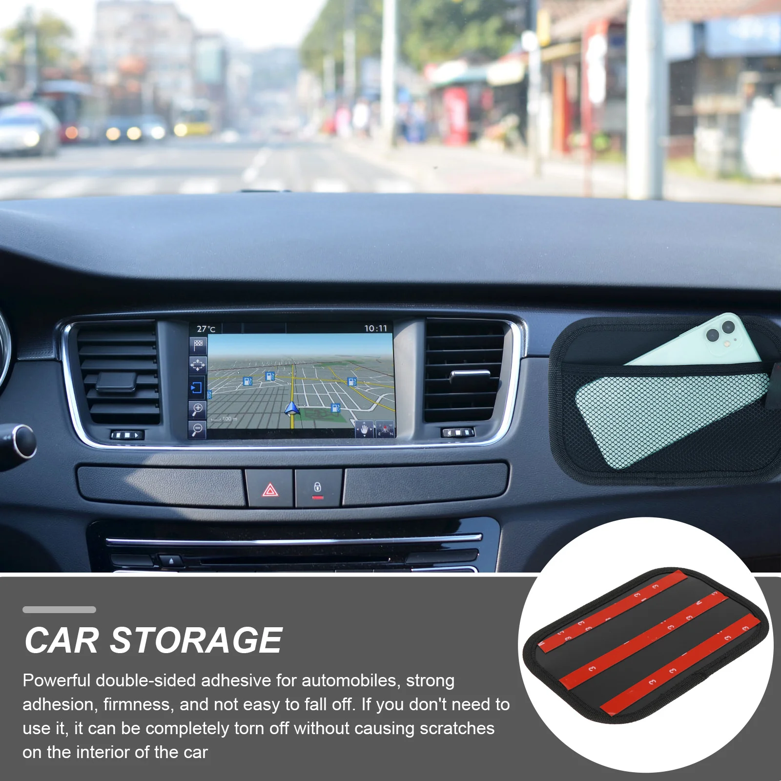 

2Pcs Car Sticky Storage Bag High Quality Oxford Cloth Car Phone Storage Organizer Multifunctional Seat Sundries Holder