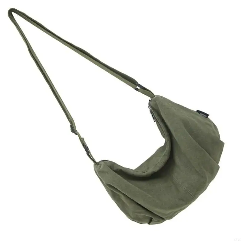 

X7XC Versatile Canvas Crossbody Bag for Men and Women Solid Color Large Shoulder Bag