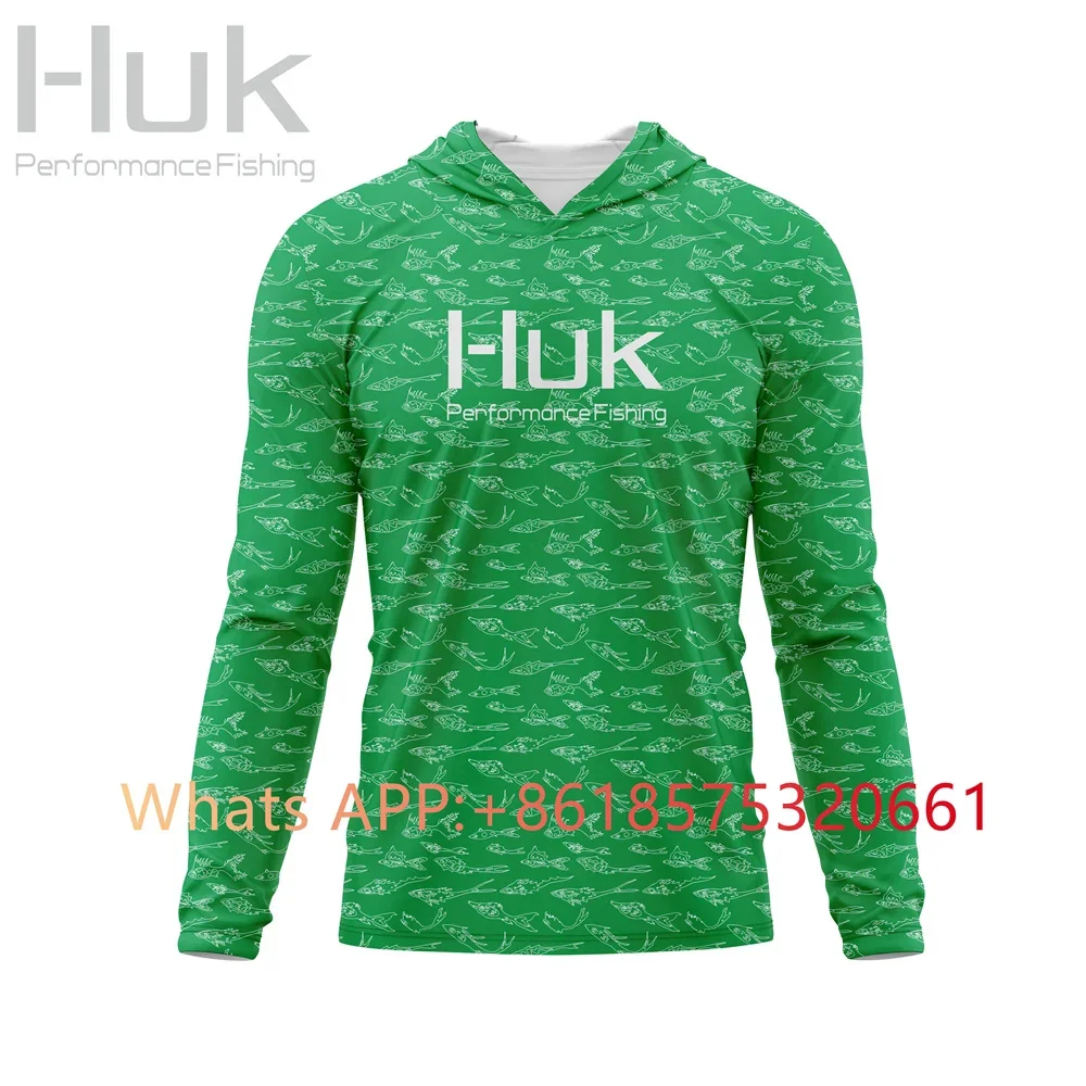 

Huk Fishing shirt Hooded Fishing Shirt UPF 50+ Men Fishing Clothes Outdoor Summer Hoodie Sun shirt Uv Protection Camisa De Pesca