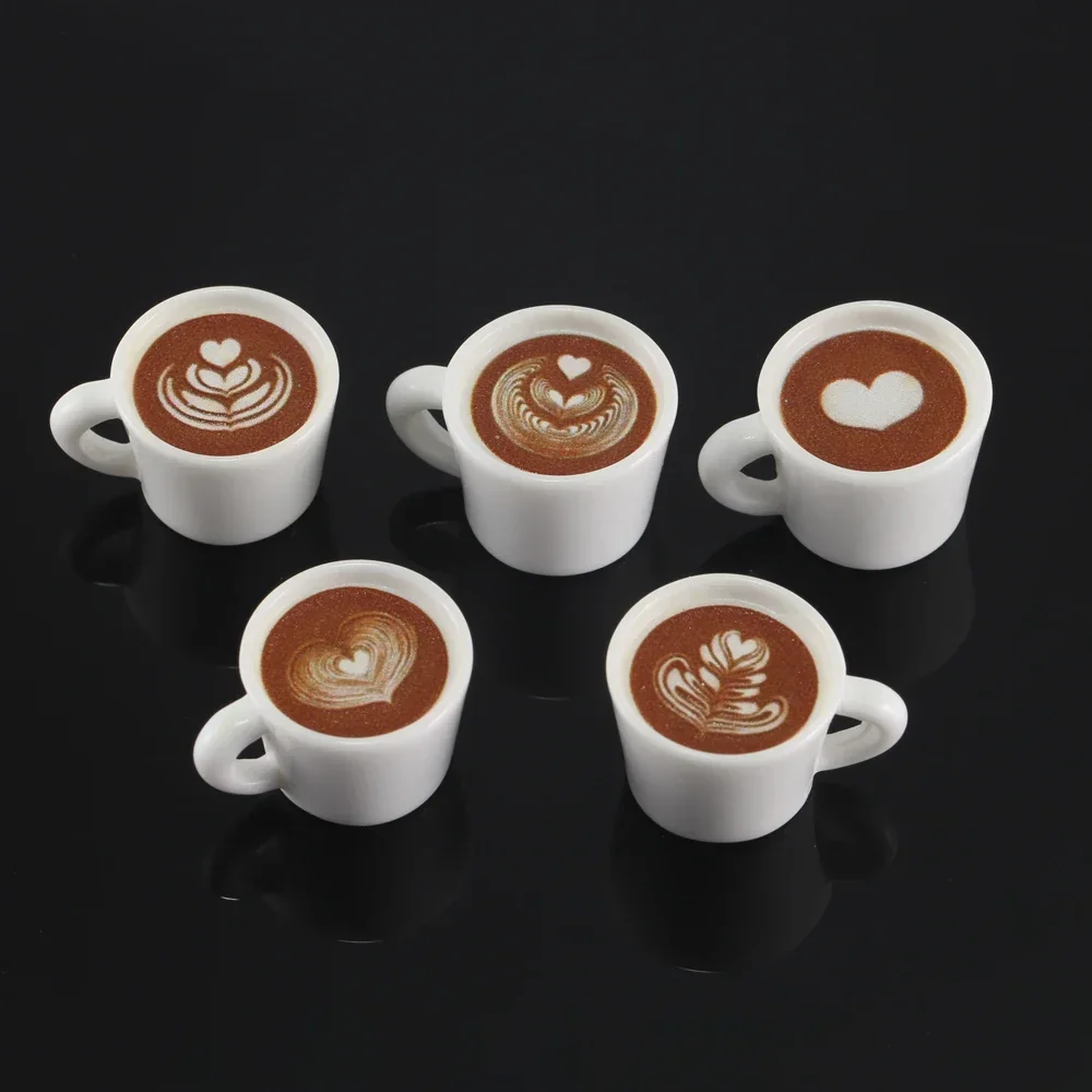 10pcs Cute Latte Art Coffee Cup Charms 3D Resin Drink Mug Pendants for Earring Necklace Keychain Dollhouse DIY Jewelry Making