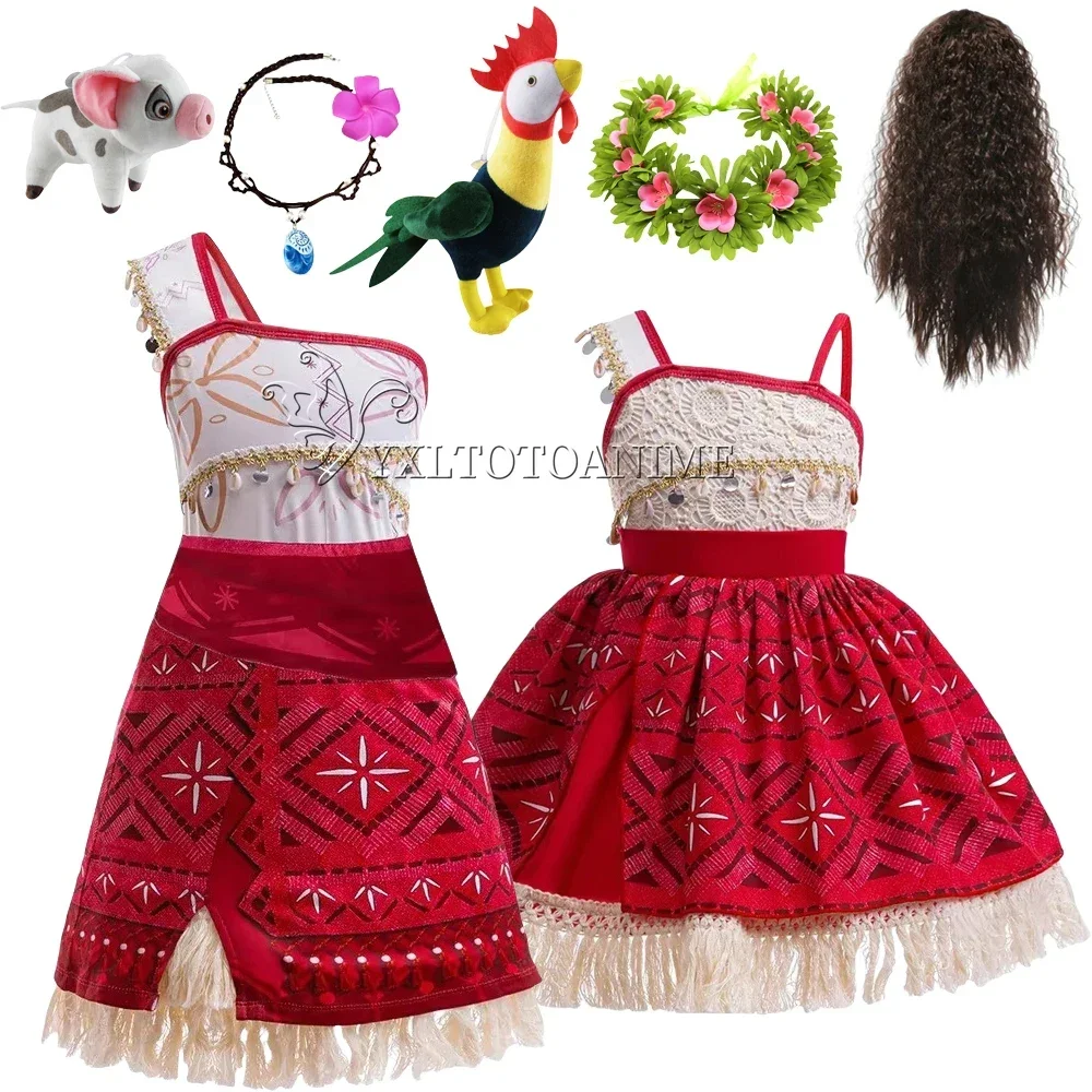 in stock Girls New Movie Moana 2 Dress Christmas Party Adventure Costume Girl Princess  Clothes Children Vaiana Pua Pig Outfit