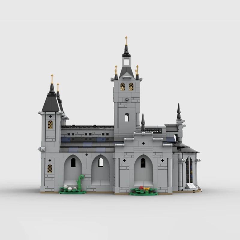 Conjunto de blocos de construção MOC de 1445 peças - modelo de igreja medieval, brinquedo de arquitetura criativa, presente de feriado ideal para amantes de histórico