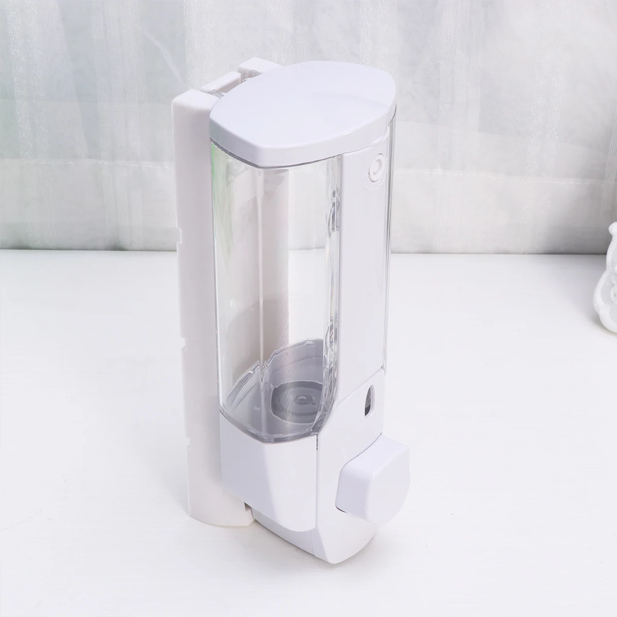 

Wall Mounted Soap Dispenser 350Ml White Abs Liquid Soap Pump For Bathroom Kitchen Foaming Hand Wash Shampoo Manual Non-Slip