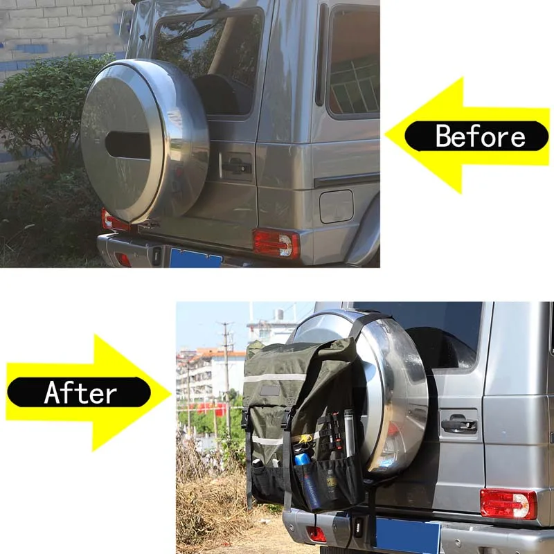 Car Spare Tyres Army Gree Hanging Bags Storage Bag Multifunctional Backpack For 2014-2018 Mercedes-Benz G-Class W463 Accessories - Image 2